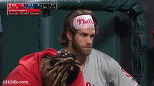 Man Wearing Phillies Headband Looking GIF