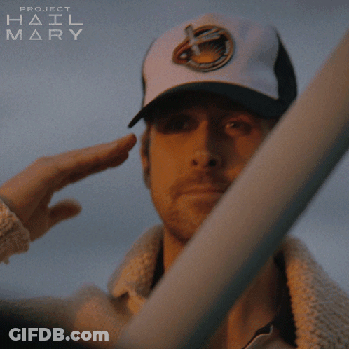 Man Wearing Project Hail Mary Hat GIF