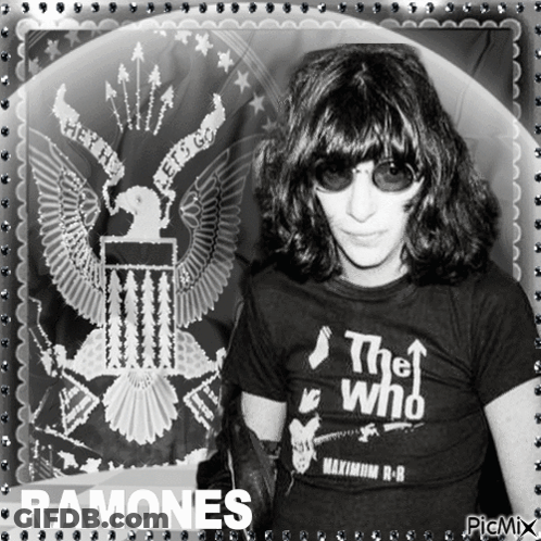 Man Wearing Ramones T-Shirt GIF