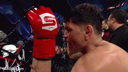 Man Wearing Red MMA Glove GIF