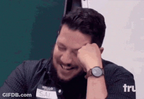 Man Wearing Sal Name Tag GIF