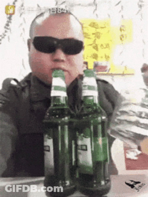 Man Wearing Shades Chugging Beer GIF