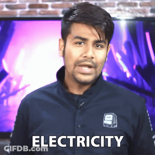 Man Wearing Shirt Saying Electricity GIF