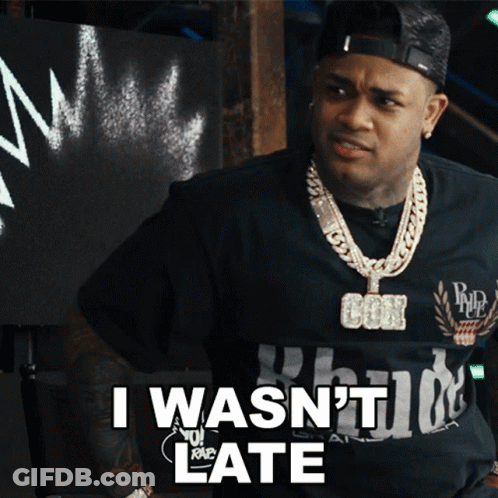 Man Wearing Shirt Saying I Wasn't Late GIF