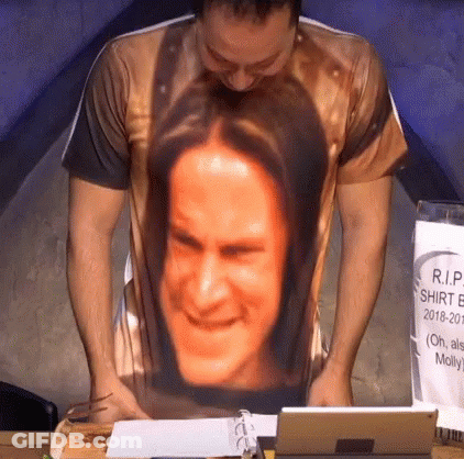 Man Wearing Shirt With Face Picture GIF