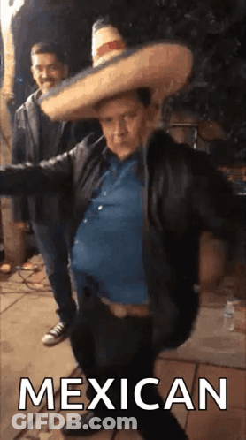 Man Wearing Sombrero And Mexican Text GIF