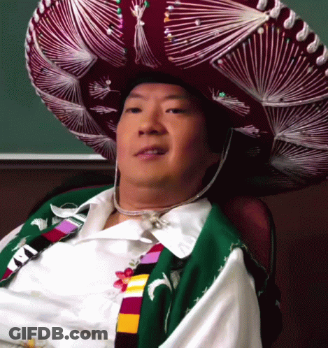 Man Wearing Sombrero And Vest Saying I GIF