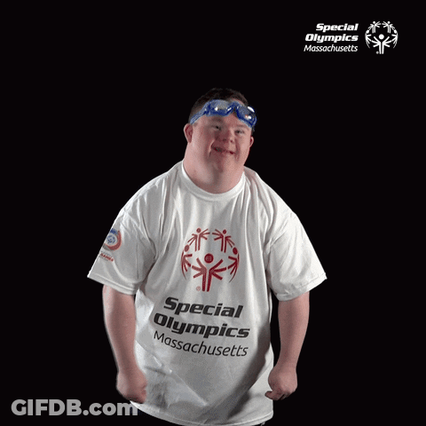 Man Wearing Special Olympics Massachusetts T-Shirt GIF