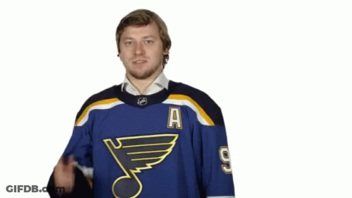 Man Wearing St Louis Blues Jersey Number 9 GIF