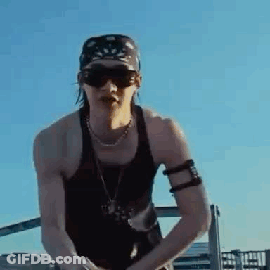 Man Wearing Sunglasses And Bandana On Roof GIF