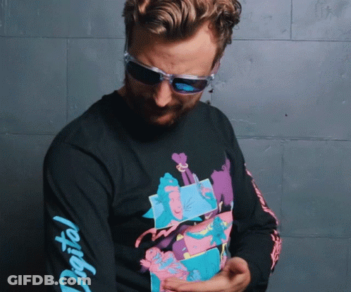 Man Wearing Sunglasses And Black Shirt Saying Digital GIF