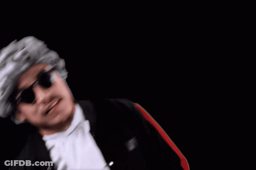 Man Wearing Sunglasses And Gray Wig GIF