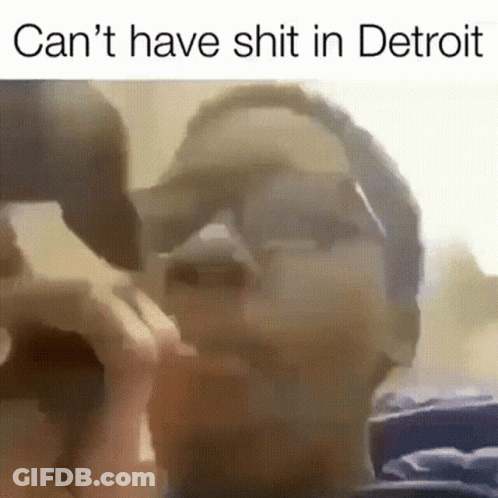 Man Wearing Sunglasses And Hat With Detroit Quote GIF