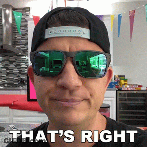 Man Wearing Sunglasses And Hat With Words That S Right GIF