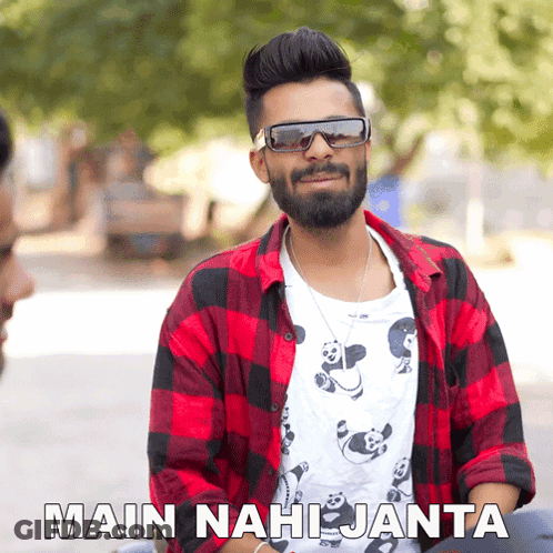 Man Wearing Sunglasses And Plaid Shirt Main Nahi Janta GIF