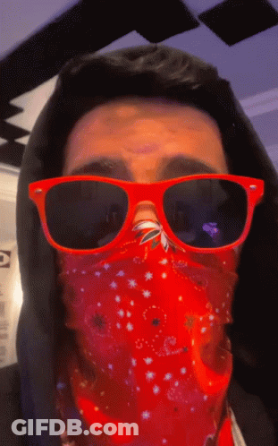 Man Wearing Sunglasses And Red Bandana GIF