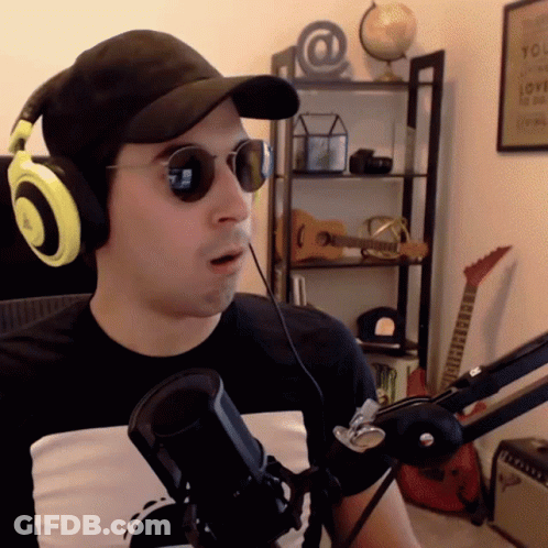 Man Wearing Sunglasses Headphones And Hat GIF