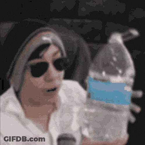 Man Wearing Sunglasses Holding Water Bottle GIF