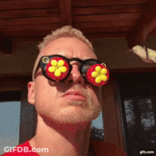 Man Wearing Sunglasses With Flowers GIF