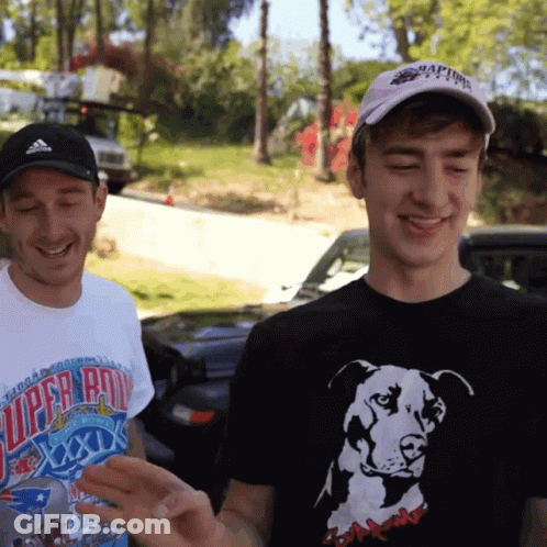 Man Wearing Super Bowl XXII Shirt Next To Another Man GIF