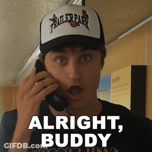 Man Wearing Trailer Park Hat Talking On Cell Phone GIF