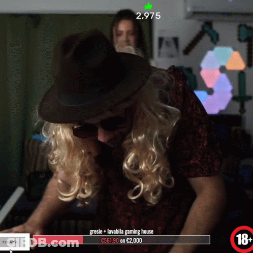 Man Wearing Wig And Sunglasses Playing Keyboard GIF