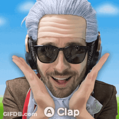 Man Wearing Wig And Sunglasses Saying Clap GIF