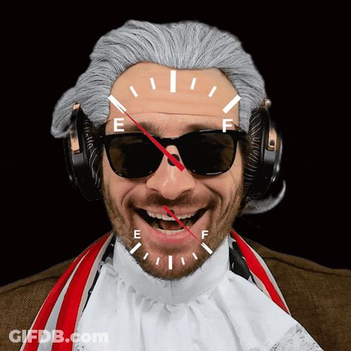 Man Wearing Wig And Sunglasses With Gauge Saying E GIF