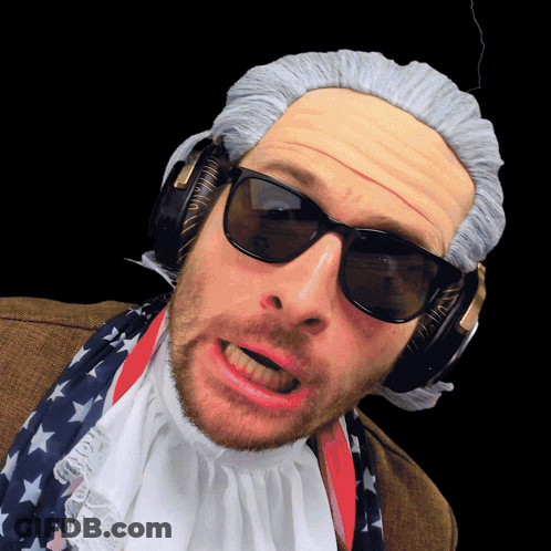 Man Wearing Wig Sunglasses And Headphones GIF