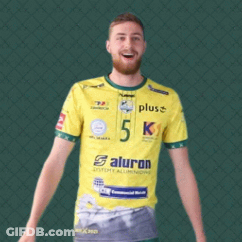 Man Wearing Yellow Plus 5 K Shirt GIF