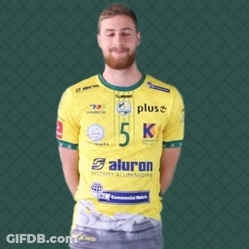 Man Wearing Yellow Shirt With Number 14 GIF