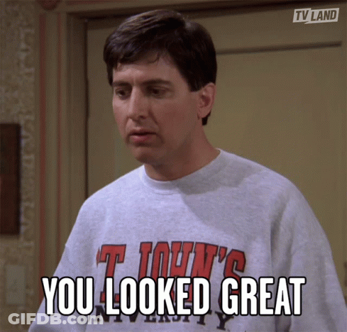 Man Wearing You Looked Great Sweatshirt GIF