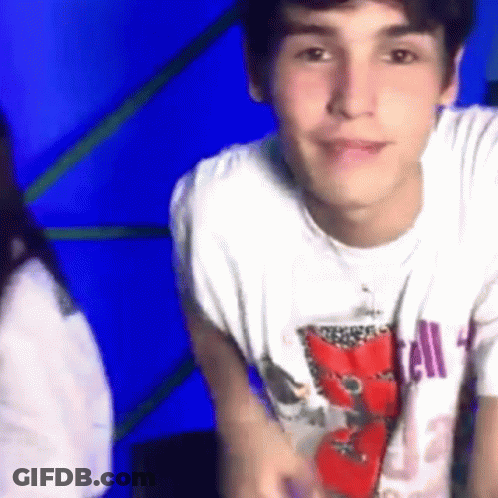 Man White T-Shirt Woman Blue Room GIF