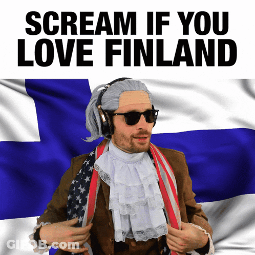 Man Wig Sunglasses Finland Flag Scream If You Love Finland GIF