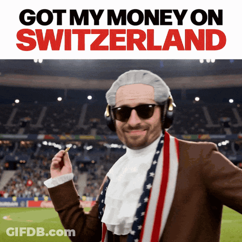 Man Wig Sunglasses Got My Money On Switzerland GIF