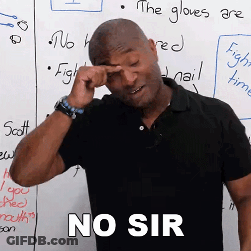 Man Wipes Nose In Front Of No Sir Whiteboard GIF