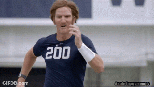 Man With 200 On Shirt Running GIF