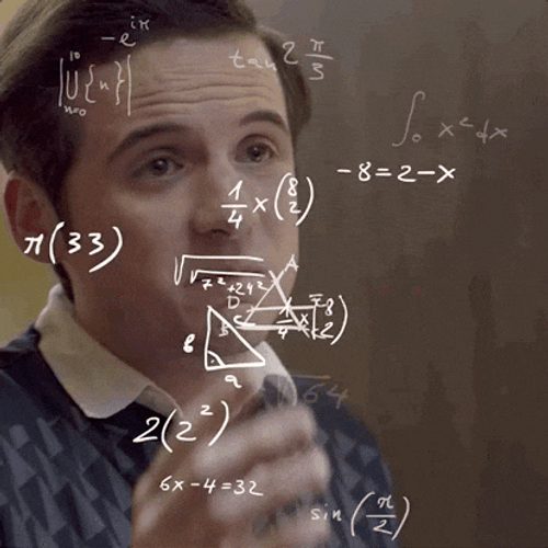 Man With A Beautiful Mind Calculating Flying Numbers GIF