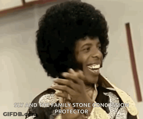 Man With Afro Laughing Sly And The Family Stone Concussion Protector GIF