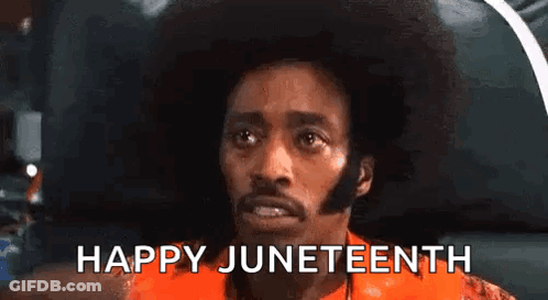 Man With Afro Sitting In Chair Happy Juneteenth GIF