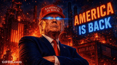 Man With America Is Back Hat And Sign GIF