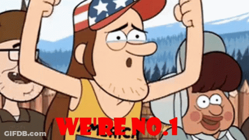 Man With American Flag Hat Says We're No 1 GIF