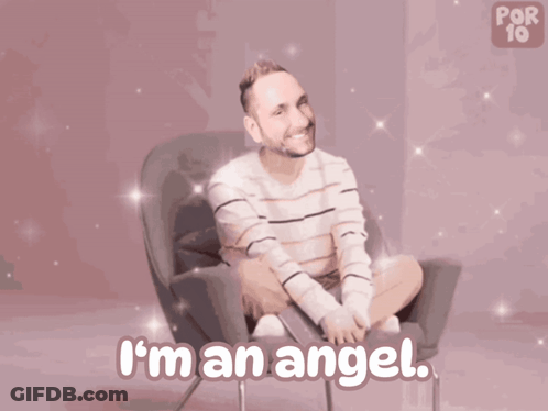 Man With Angel Wings Saying I'm An Angel GIF