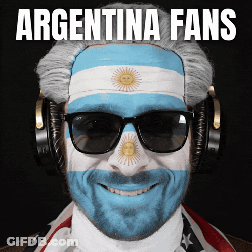 Man With Argentina Painted On Face GIF