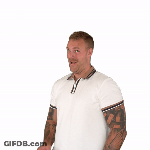 Man With Arm Tattoo Pointing GIF