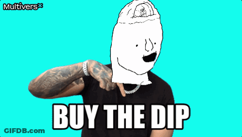Man With Arm Tattoo Saying Buy The Dip GIF