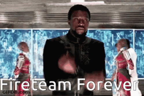 Man With Arms Crossed Before Fireteam Forever Screen GIF