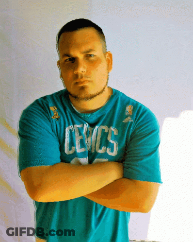 Man With Arms Crossed Wearing Cevcs Shirt GIF