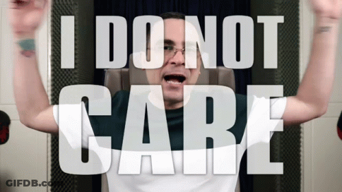 Man With Arms In Air I Do Not Care Above Him GIF