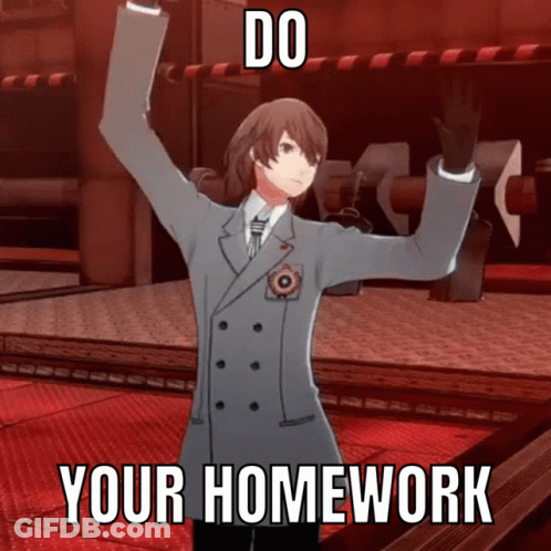Man With Arms In Air Saying Do Your Homework GIF